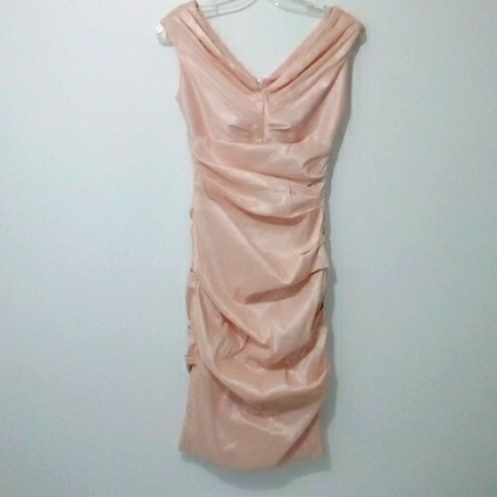 Le Chateau pink party shiny midi cocktail dress